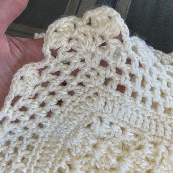 Handmade Crocheted baby Blanket In pale yellow chunky cot buggy/car seat 35X30” - Picture 4 of 7